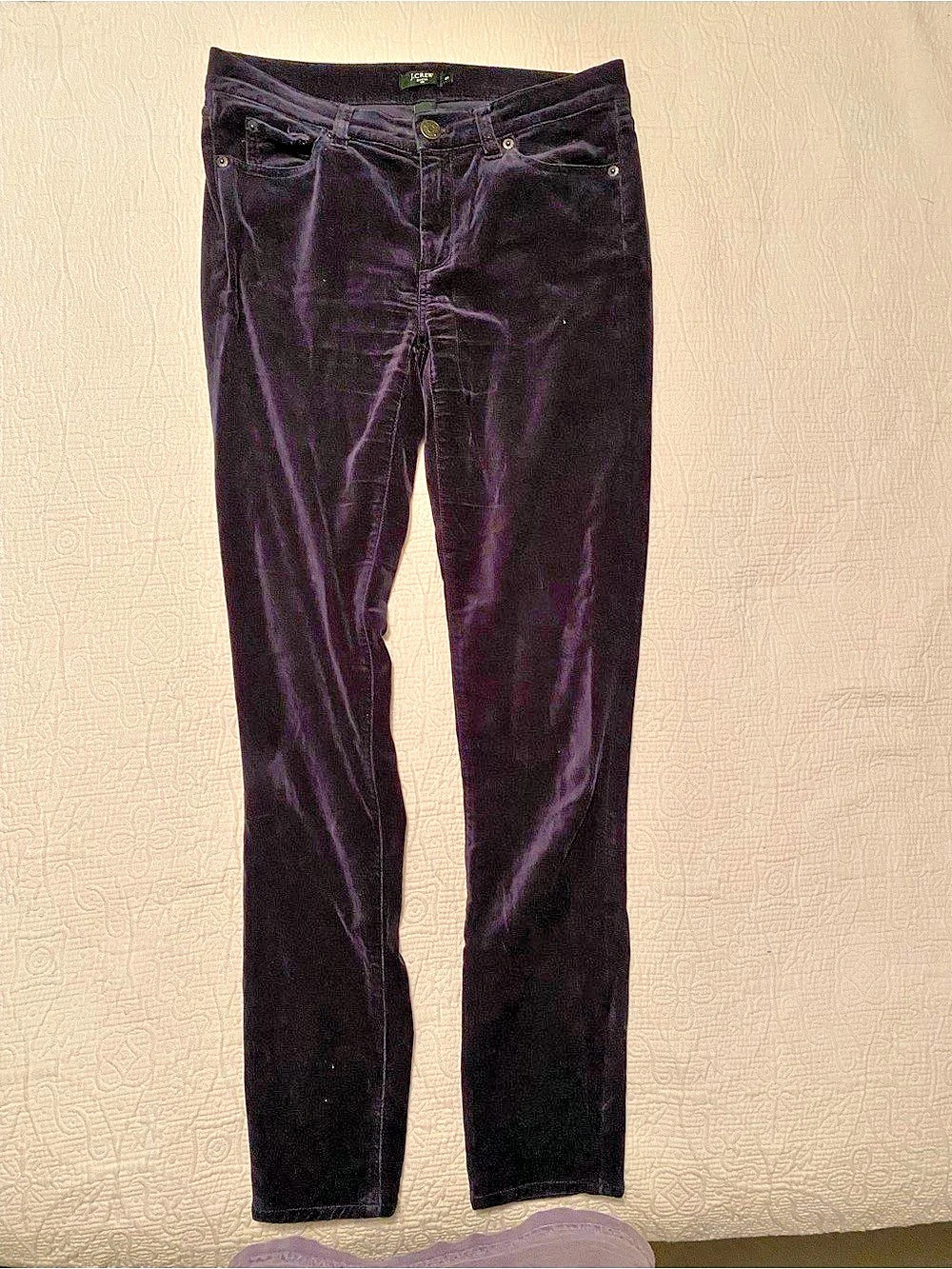 J.Crew Stretch Velvet Toothpick Skinny Pants Jeans. Navy. Waist 27. Perfect to